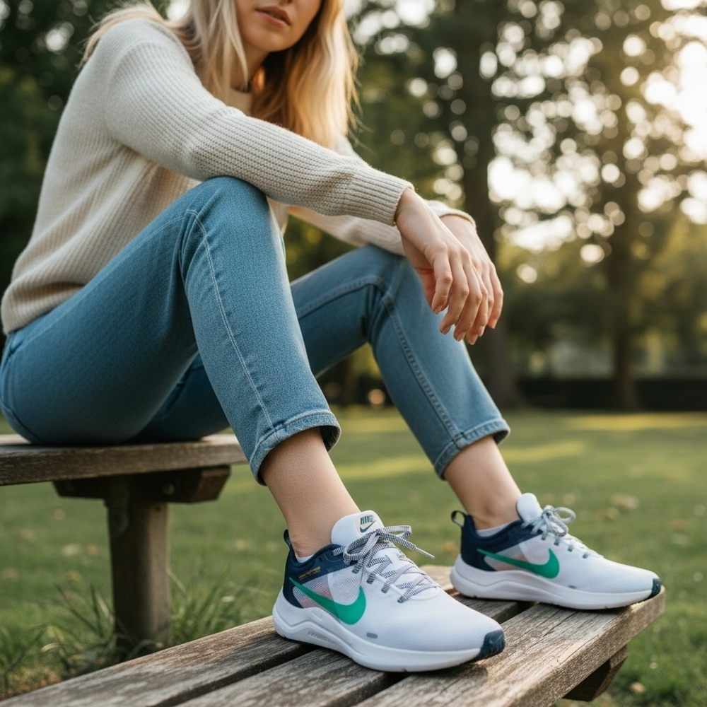 NIB Nike Downshifter 12 Women's 11 White Clear Jade Running Shoes Lightweight - Picture 2 of 11